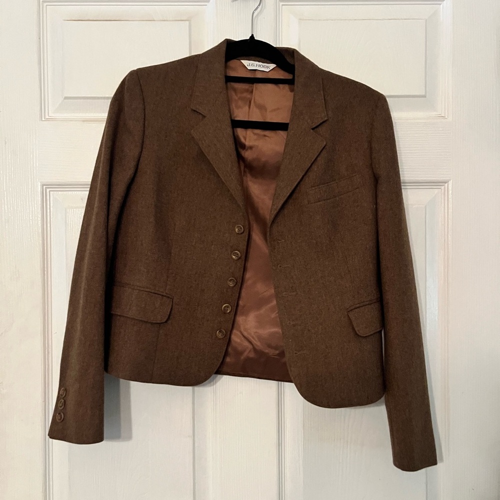Vintage J.G. Hook Brown Textured Wool Blend Blazer Jacket